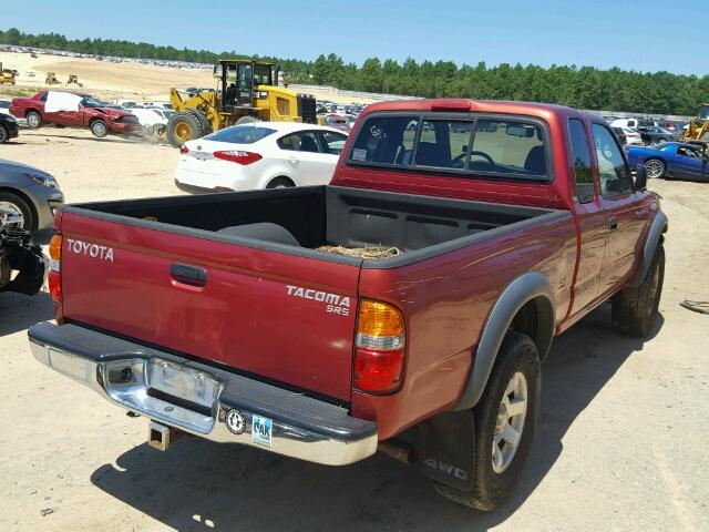 5TEWM72N83Z198704 - 2003 TOYOTA TACOMA XTR BURGUNDY photo 4