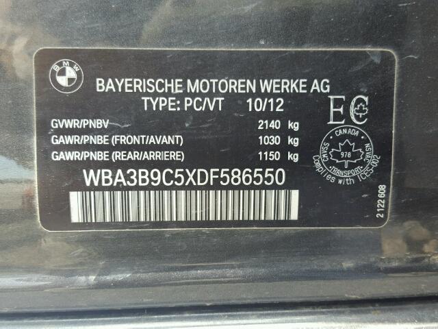 WBA3B9C5XDF586550 - 2013 BMW 335 XI GRAY photo 10