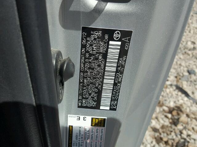 JTKJF5C77D3048567 - 2013 TOYOTA SCION TC 银色 照片 10