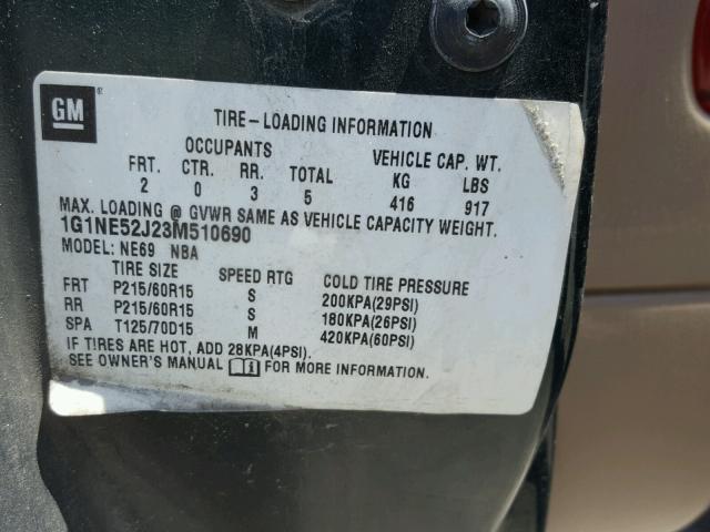 1G1NE52J23M510690 - 2003 CHEVROLET MALIBU LS 绿色 照片 10