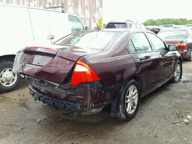 3FAHP0GA7BR104023 - 2011 FORD FUSION S BURGUNDY photo 4