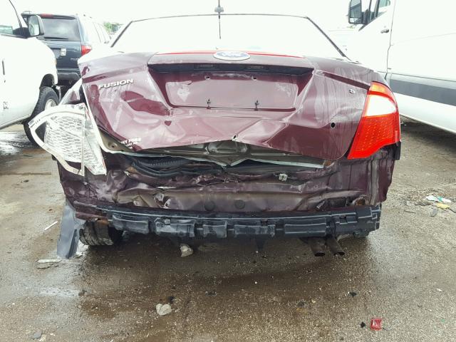 3FAHP0GA7BR104023 - 2011 FORD FUSION S BURGUNDY photo 9