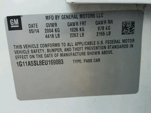 1G11A5SL8EU169083 - 2014 CHEVROLET MALIBU LS თეთრი ფოტო 10