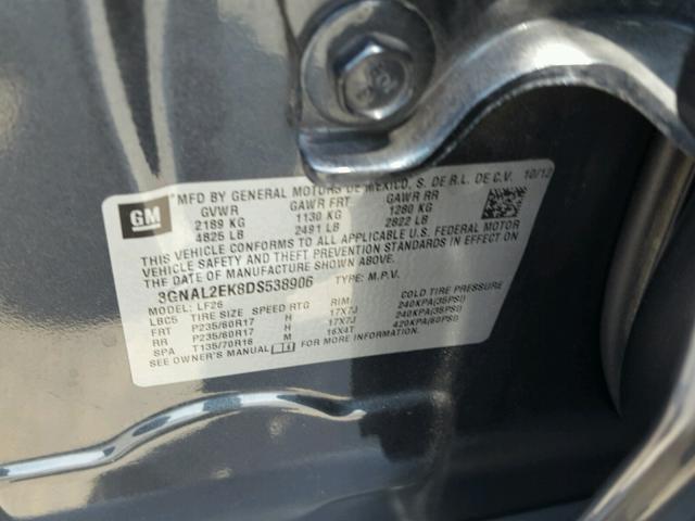 3GNAL2EK8DS538906 - 2013 CHEVROLET CAPTIVA LS 灰色 照片 10