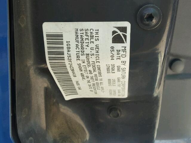 1G8AJ52F24Z204410 - 2004 SATURN ION LEVEL 蓝色 照片 10