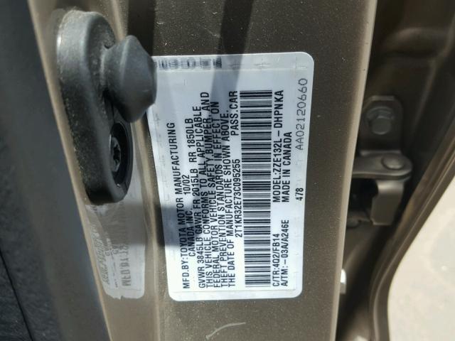 2T1KR32E73C095255 - 2003 TOYOTA MATRIX 金色 照片 10