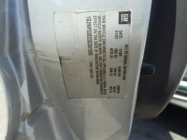 1G2NF52E23C241995 - 2003 PONTIAC GRAND AM S 银色 照片 10