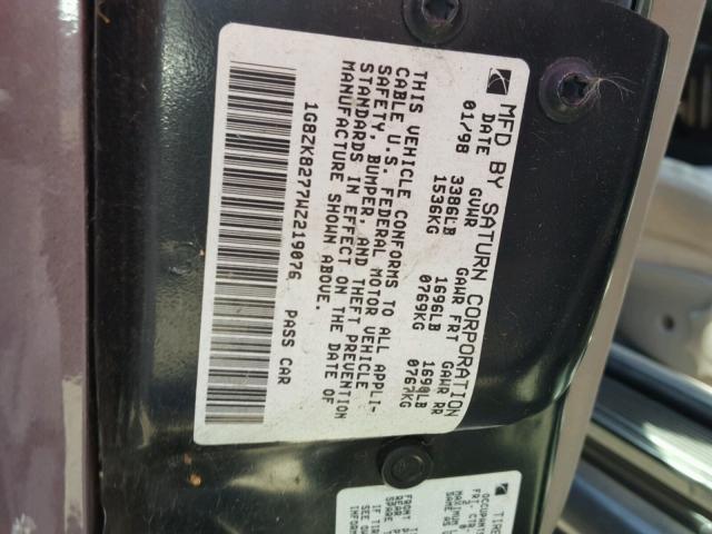 1G8ZK8277WZ219076 - 1998 SATURN SW2 BROWN photo 10