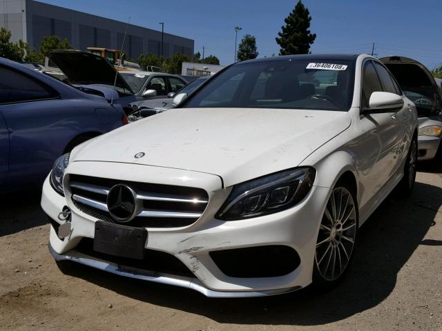 55SWF4KB8FU020407 - 2015 MERCEDES-BENZ C 300 4MAT WHITE photo 2