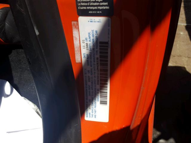 3VWCD21C12M428338 - 2002 VOLKSWAGEN NEW BEETLE ნარინჯისფერი ფოტო 10