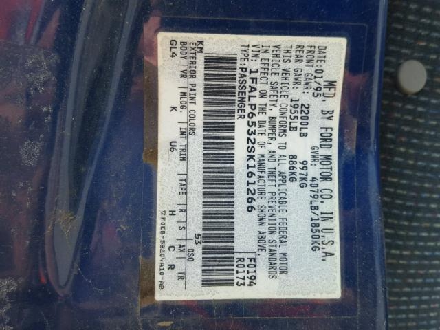 1FALP6532SK161266 - 1995 FORD CONTOUR GL 蓝色 照片 10