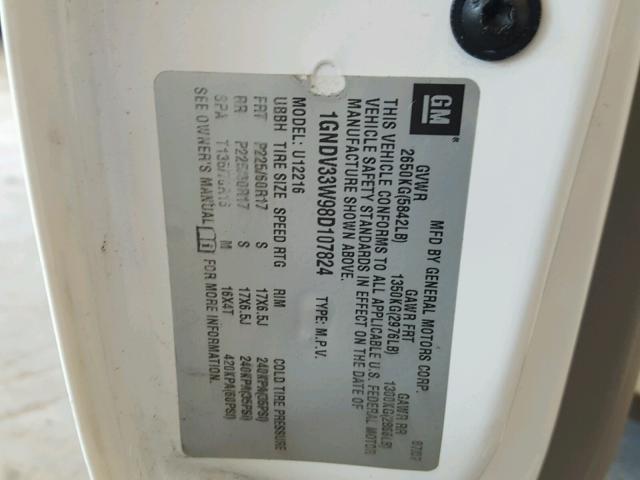 1GNDV33W98D107824 - 2008 CHEVROLET UPLANDER L 白色 照片 10