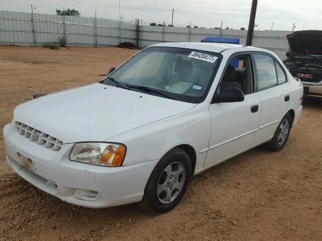 KMHCG45C92U336563 - 2002 HYUNDAI ACCENT GL WHITE photo 2