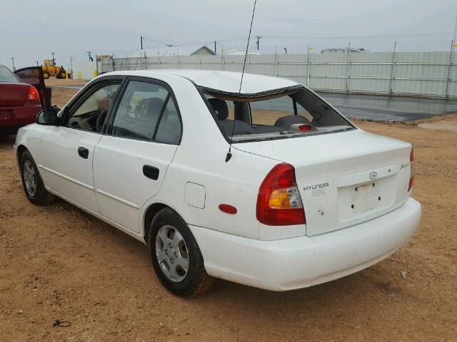 KMHCG45C92U336563 - 2002 HYUNDAI ACCENT GL WHITE photo 3