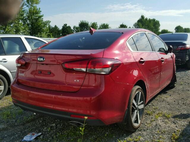 3KPFL4A81HE103430 - 2017 KIA FORTE EX RED photo 4