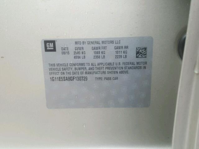 1G11E5SA8GF130729 - 2016 CHEVROLET MALIBU LIM 棕色 照片 10