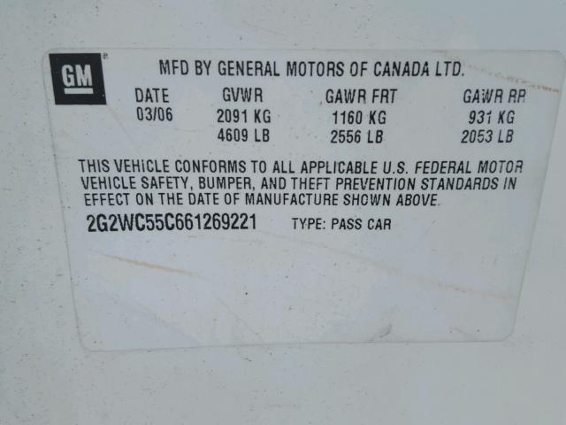 2G2WC55C661269221 - 2006 PONTIAC GRAND PRIX Ağ foto 10