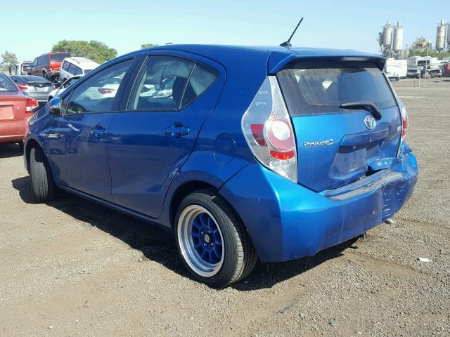 JTDKDTB31E1084630 - 2014 TOYOTA PRIUS C BLUE photo 3