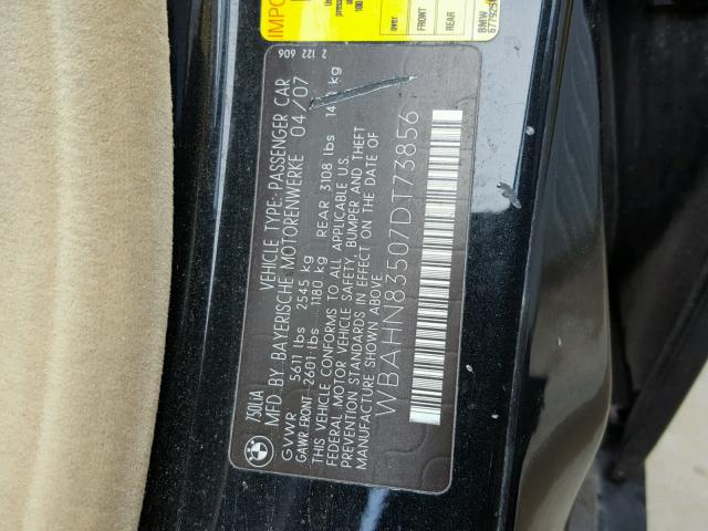 WBAHN83507DT73856 - 2007 BMW 750 BLACK photo 10