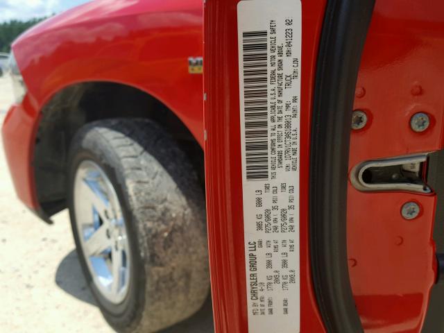 1D7RV1CT3AS188013 - 2010 DODGE RAM 1500 RED photo 10