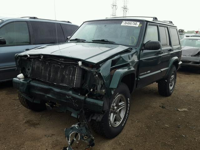 1J4FF58S3YL104112 - 2000 JEEP CHEROKEE C GREEN photo 2