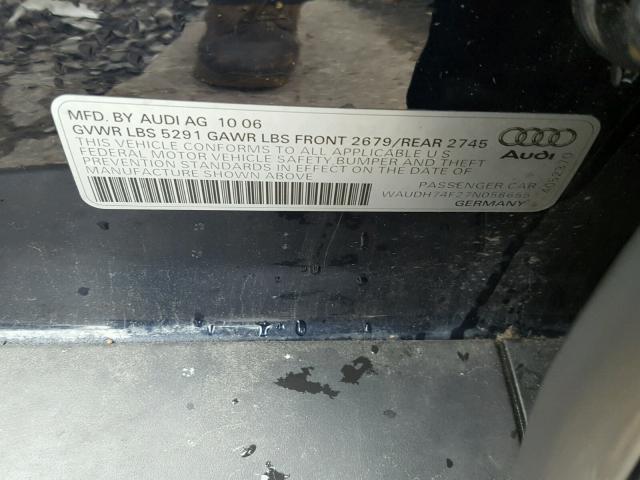 WAUDH74F27N058655 - 2007 AUDI A6 3.2 QUA BLUE photo 10