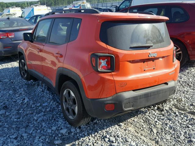 ZACCJAAB6HPF74866 - 2017 JEEP RENEGADE S ORANGE photo 3