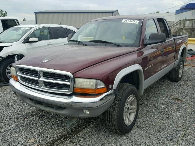 1B7GG2AZ71S142189 - 2001 DODGE DAKOTA QUA MAROON photo 2