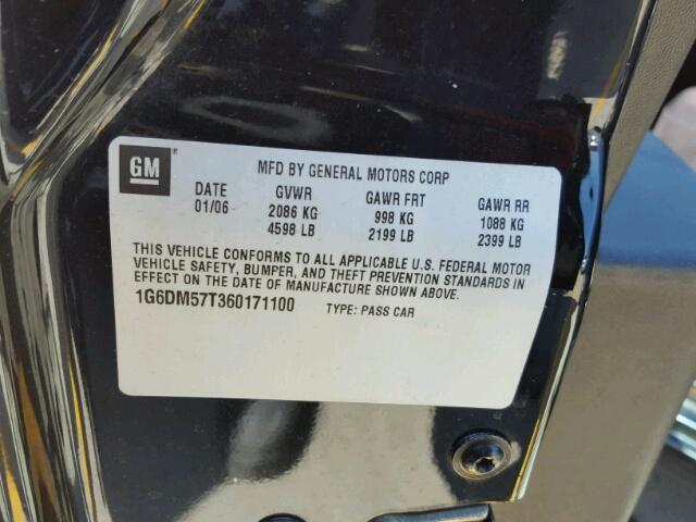 1G6DM57T360171100 - 2006 CADILLAC CTS BLACK photo 10