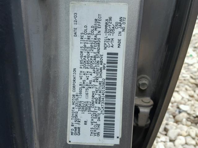 JTLKT334140152802 - 2004 TOYOTA SCION XB Beige Foto 10