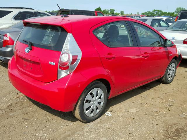 JTDKDTB3XE1559532 - 2014 TOYOTA PRIUS C RED photo 4