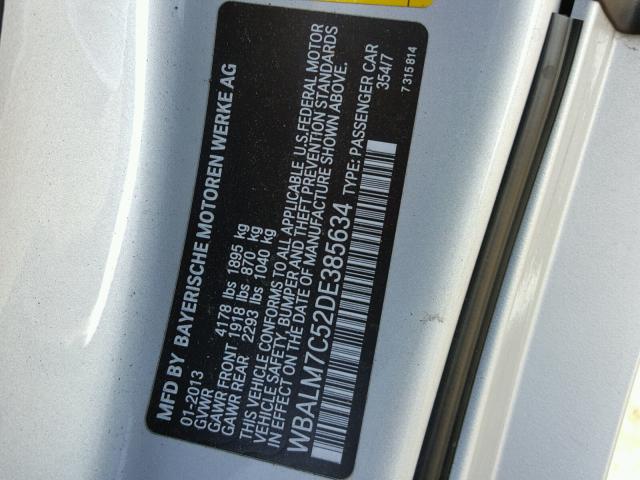 WBALM7C52DE385634 - 2013 BMW Z4 SDRIVE3 SILVER photo 10