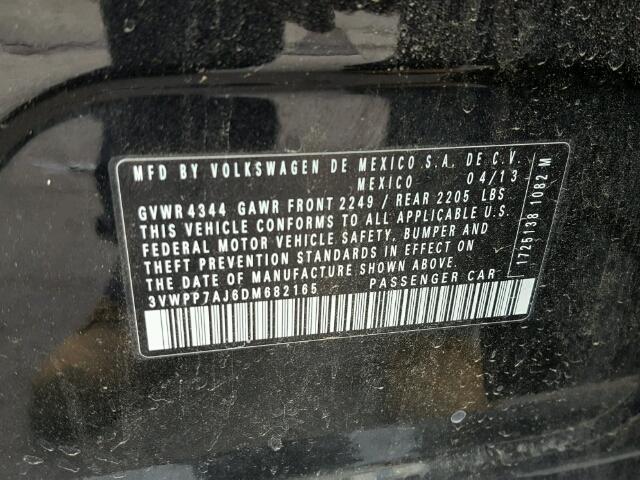 3VWPP7AJ6DM682165 - 2013 VOLKSWAGEN JETTA S Qara foto 10