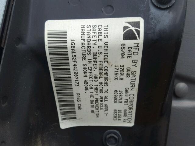1G8AL52F44Z207173 - 2004 SATURN ION LEVEL BLACK photo 10