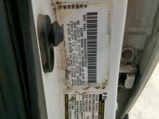 5Y2SL62824Z426098 - 2004 PONTIAC VIBE WHITE photo 10