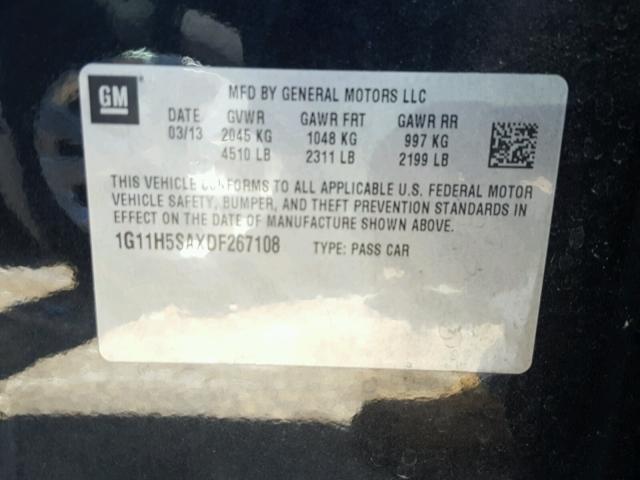 1G11H5SAXDF267108 - 2013 CHEVROLET MALIBU LTZ 黑色 照片 10