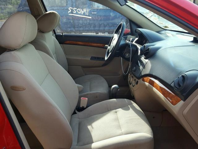 KL1TD56677B189228 - 2007 CHEVROLET AVEO BASE Czerwony zdjęcie 5
