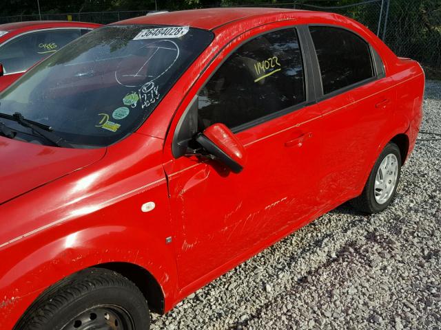 KL1TD56677B189228 - 2007 CHEVROLET AVEO BASE Czerwony zdjęcie 9