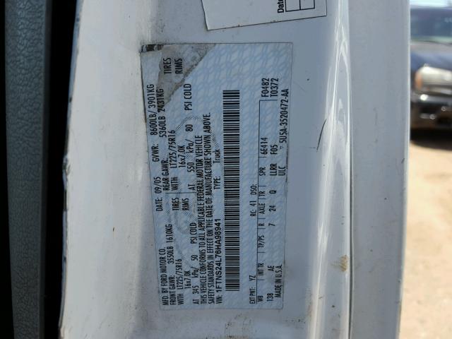 1FTNS24L76HA98941 - 2006 FORD ECONOLINE WHITE photo 10