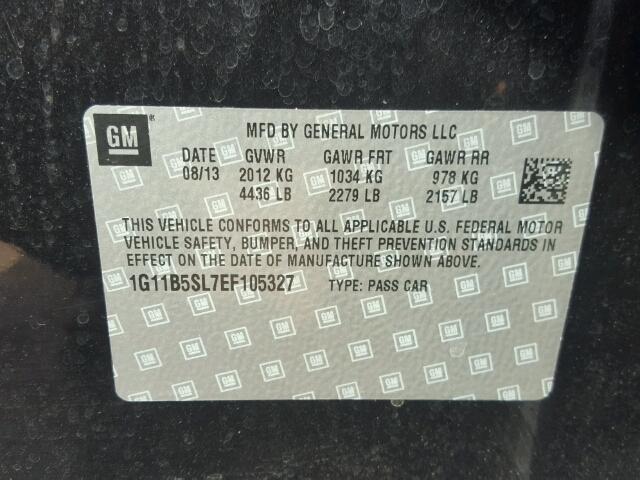 1G11B5SL7EF105327 - 2014 CHEVROLET MALIBU LS BLACK photo 10