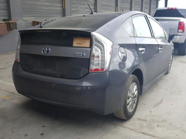 JTDKN3DP1F3069726 - 2015 TOYOTA PRIUS PLUG GRAY photo 4