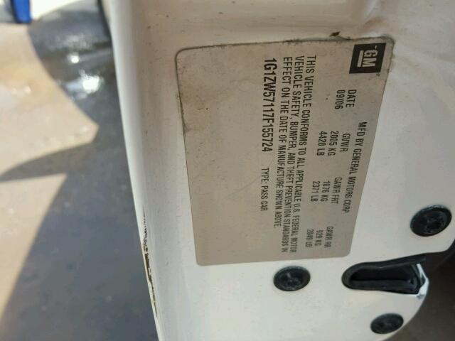 1G1ZW57117F155724 - 2007 CHEVROLET MALIBU SS თეთრი ფოტო 10