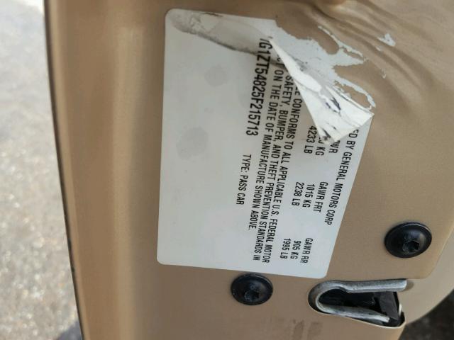 1G1ZT54825F215713 - 2005 CHEVROLET MALIBU LS GOLD photo 10