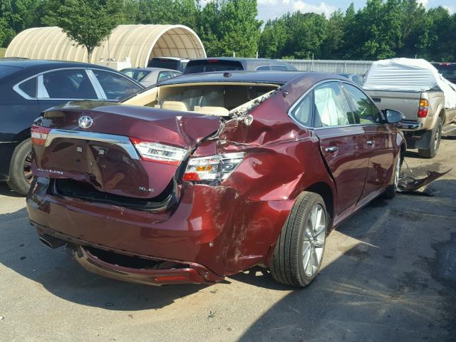 4T1BK1EB0FU155180 - 2015 TOYOTA AVALON XLE BURGUNDY photo 4