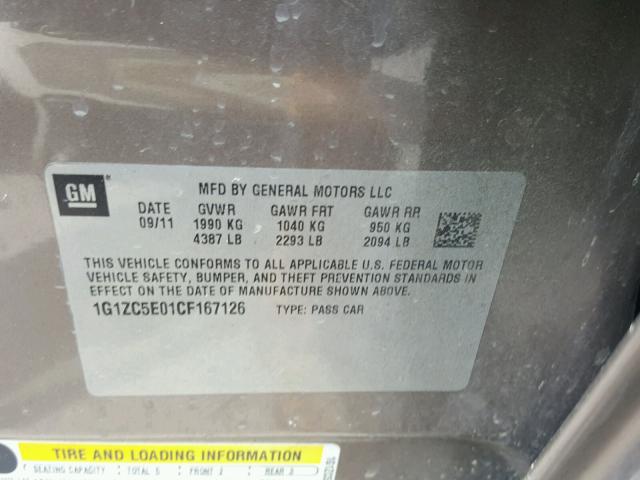 1G1ZC5E01CF167126 - 2012 CHEVROLET MALIBU 1LT BROWN photo 10