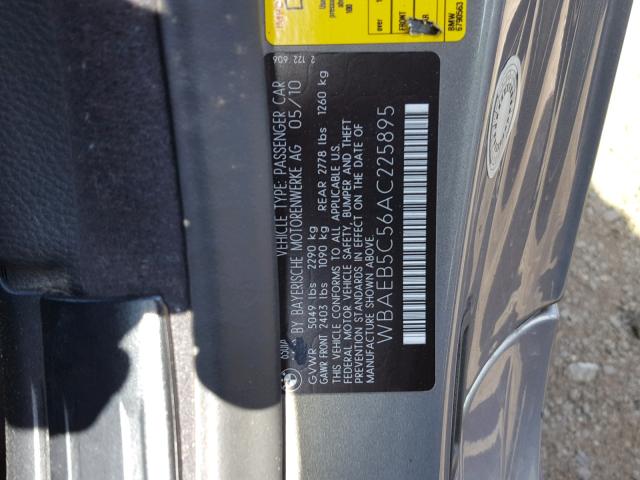 WBAEB5C56AC225895 - 2010 BMW 650 I GRAY photo 10