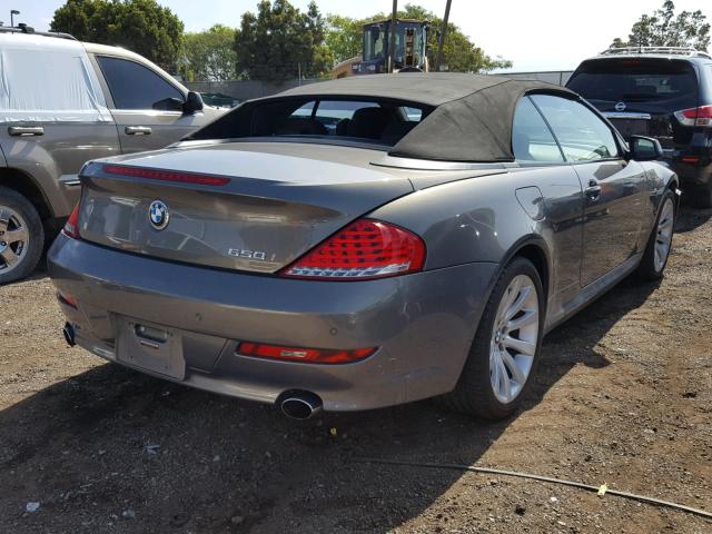 WBAEB5C56AC225895 - 2010 BMW 650 I GRAY photo 4