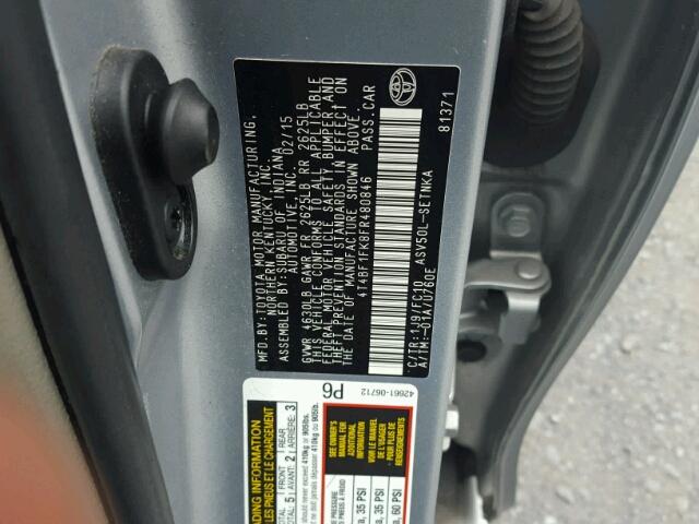 4T4BF1FK8FR480846 - 2015 TOYOTA CAMRY LE SILVER photo 10