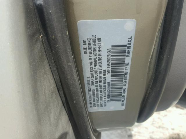 4S3BE645X16209313 - 2001 SUBARU LEGACY GT GOLD photo 10