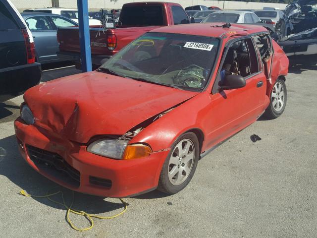 2HGEH234XNH545622 - 1992 HONDA CIVIC CX RED photo 2